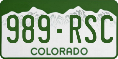CO license plate 989RSC