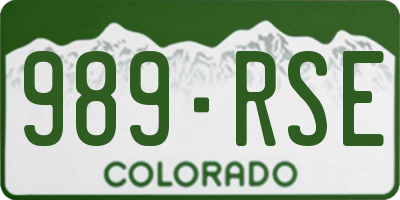 CO license plate 989RSE