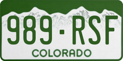 CO license plate 989RSF
