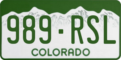 CO license plate 989RSL