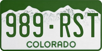 CO license plate 989RST
