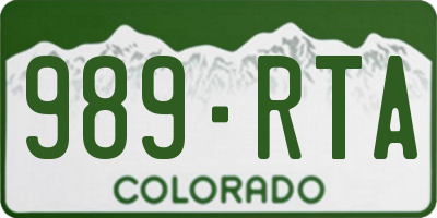 CO license plate 989RTA