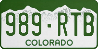 CO license plate 989RTB