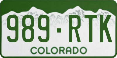 CO license plate 989RTK