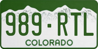 CO license plate 989RTL