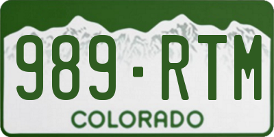CO license plate 989RTM