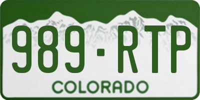 CO license plate 989RTP