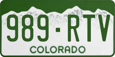 CO license plate 989RTV