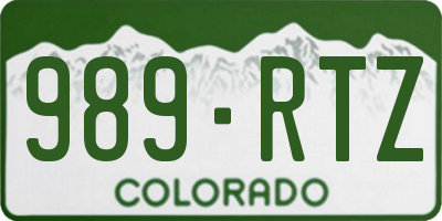 CO license plate 989RTZ