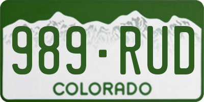 CO license plate 989RUD
