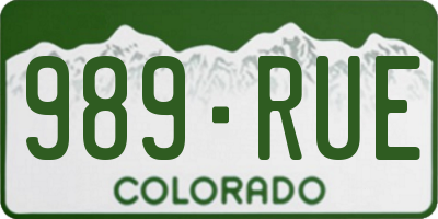 CO license plate 989RUE