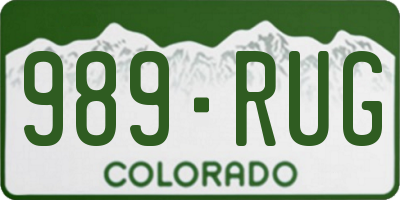 CO license plate 989RUG