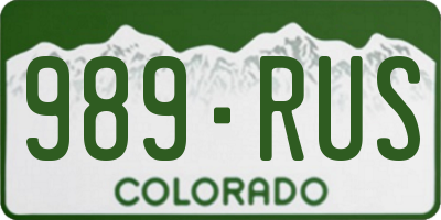 CO license plate 989RUS