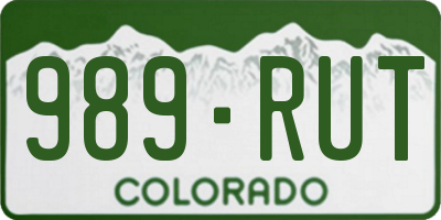 CO license plate 989RUT