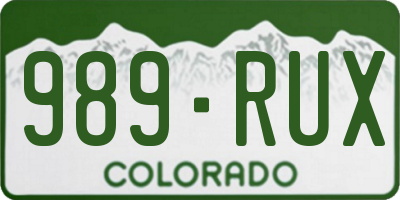 CO license plate 989RUX