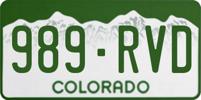CO license plate 989RVD