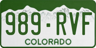 CO license plate 989RVF