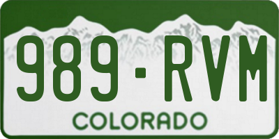 CO license plate 989RVM