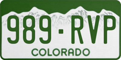 CO license plate 989RVP