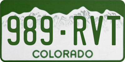 CO license plate 989RVT