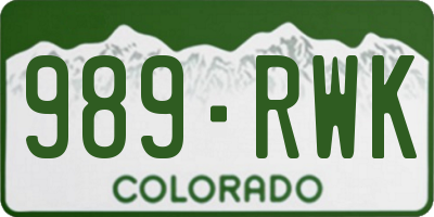 CO license plate 989RWK