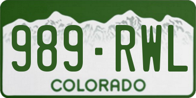 CO license plate 989RWL