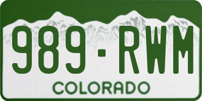 CO license plate 989RWM