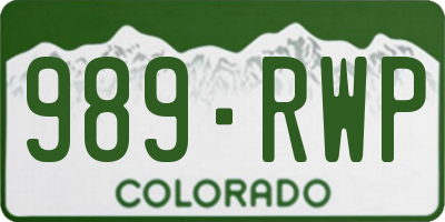 CO license plate 989RWP