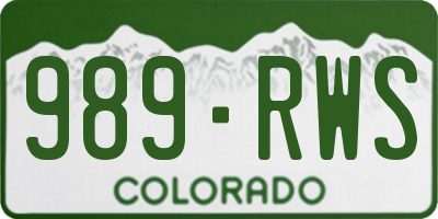CO license plate 989RWS