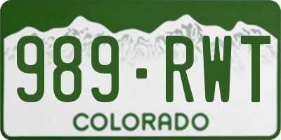 CO license plate 989RWT