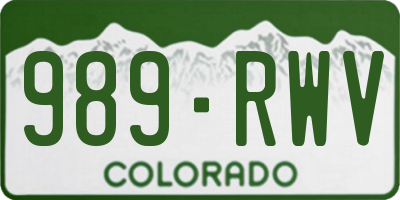 CO license plate 989RWV