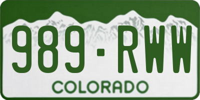 CO license plate 989RWW
