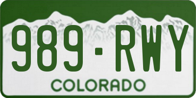 CO license plate 989RWY