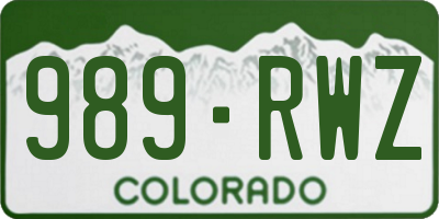 CO license plate 989RWZ