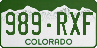 CO license plate 989RXF