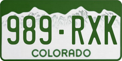 CO license plate 989RXK