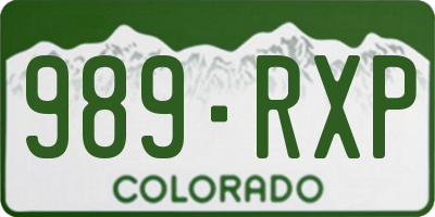 CO license plate 989RXP