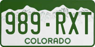 CO license plate 989RXT
