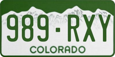 CO license plate 989RXY