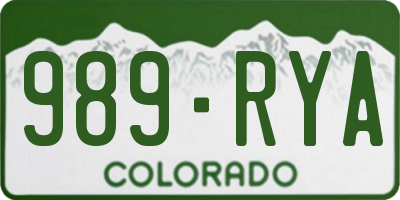 CO license plate 989RYA