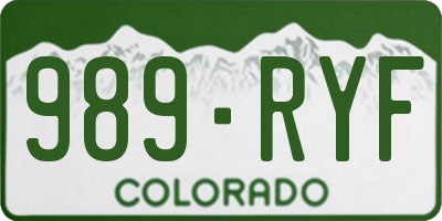 CO license plate 989RYF