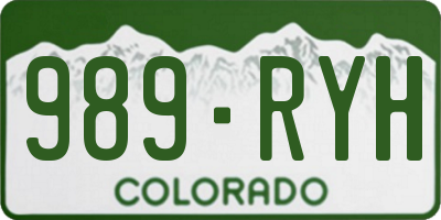 CO license plate 989RYH