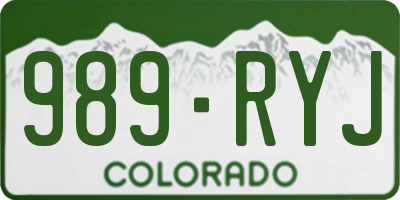 CO license plate 989RYJ