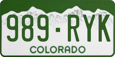 CO license plate 989RYK