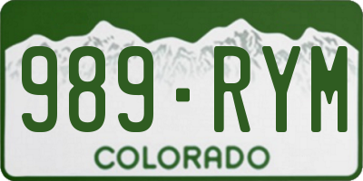CO license plate 989RYM