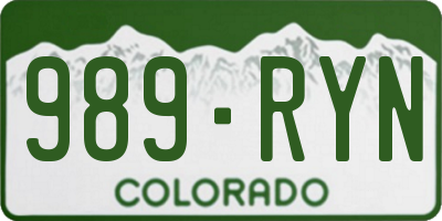 CO license plate 989RYN
