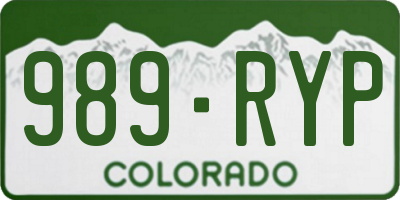 CO license plate 989RYP