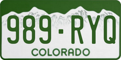 CO license plate 989RYQ