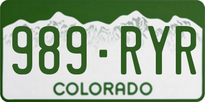 CO license plate 989RYR