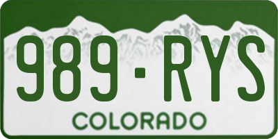 CO license plate 989RYS